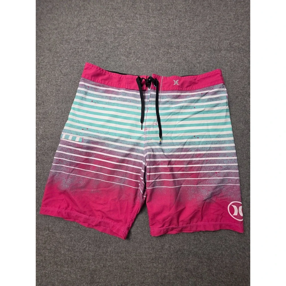 Hurley Phantom Board Shorts Mens 36 Multicolor Striped Surf Surfing Water Polo